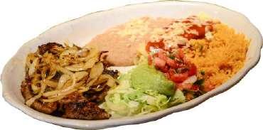 Served w/ rice, bowl of black beans & guacamole salad. Salsas Quesadilla $12.95 A grilled flour tortilla folded around shrimp, beef, chicken. Mushrooms & melted cheese.