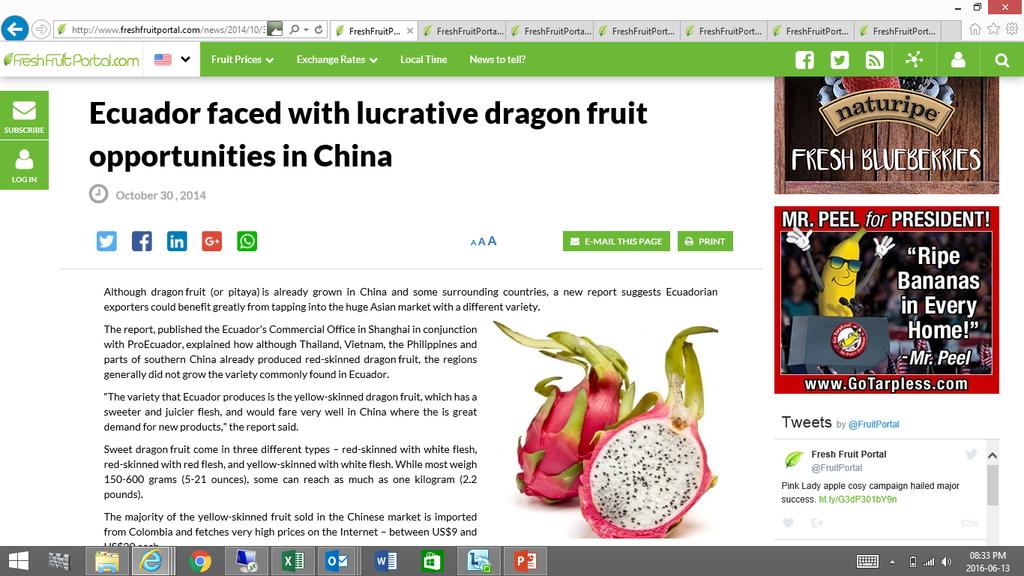 Ecuador 30 October 2014 although Thailand, Vietnam, the Philippines and parts of southern China already produced red-skinned dragon fruit, the regions generally did not grow the variety commonly