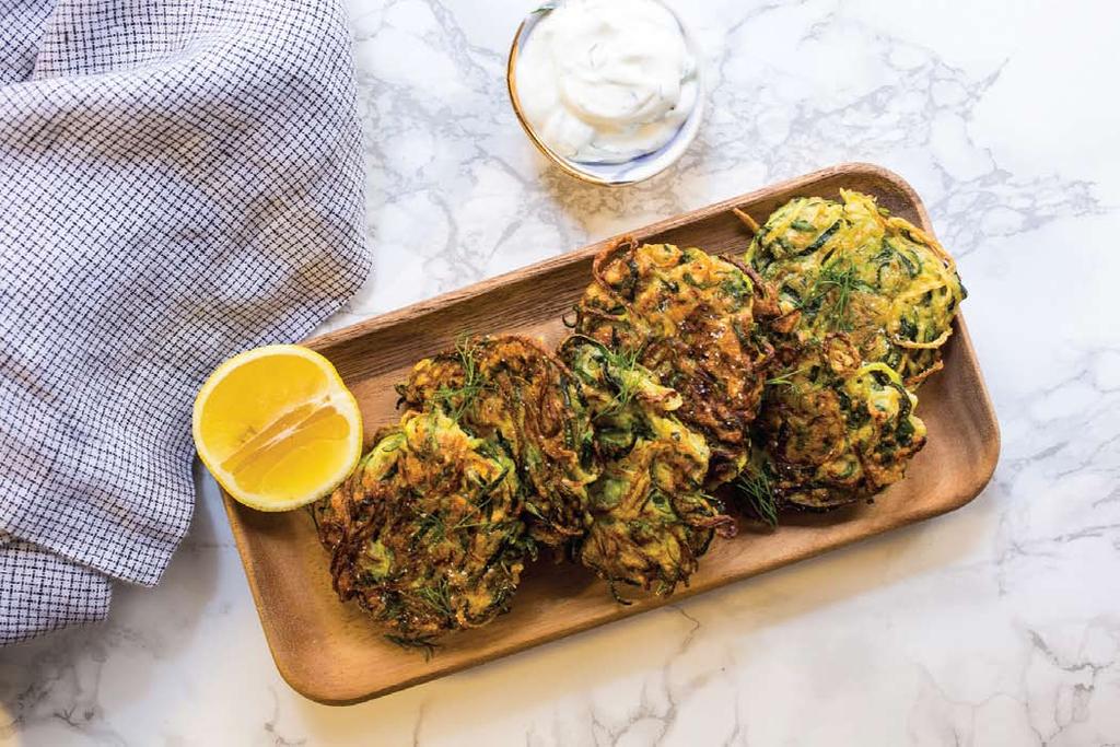 YIELD 4 SERVINGS AS AN APPETIZER PREP TIME 20 MINUTES COOKING TIME 20 MINUTES TOTAL TIME 40 MINUTES 3 ZUCCHINIS, ENDS TRIMMED 1 LARGE EGG ½ CUP ALL-PURPOSE FLOUR ¼ CUP BREAD CRUMBS 1 LEMON, ZESTED 1