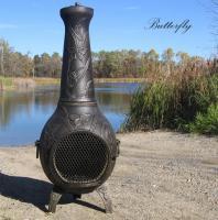 Butterfly Chiminea (ALCH017) available in charcoal (black), gold accent and antique green - $750.00 delivered Enjoy butterflies in your backyard year round with our Butterfly Style Chiminea.