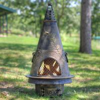 Garden Chiminea (ALCH009) available in charcoal (black), gold accent and antique green - $610.