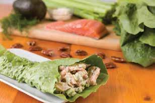 26% 11% Combine all ingredients except the lettuce leaf in a bowl. Mix well and season with salt and pepper. Serve the salmon salad in the lettuce leaf.