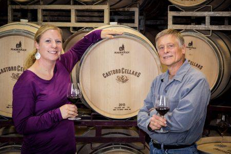 Castoro winemaker Tom Myers and Assistant winemaker Sherrie Holzer. Photo courtesy of Castoro Cellars. It has been a warm year here.