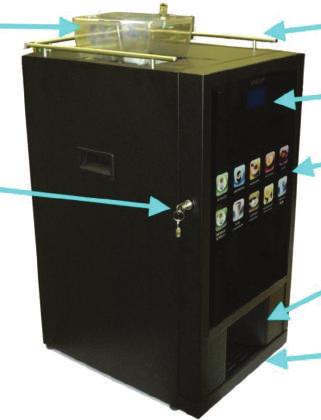 3.5 The vending machine s components The NERO and NERO INSTANT vending machines come in the shape of rectangular metallic boxes of the following dimensions (max): - Height 800 mm (for NERO); - Height