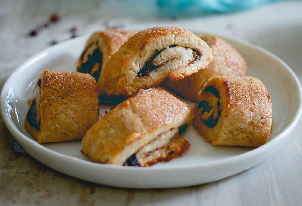 Gluten Free Apple Butter Rugelach Makes 24 servings Prep Time: 30 minutes Chill Time: 2 hours 5 minutes Cook Time: 22 minutes cup gluten free flour Tablespoon sugar ½ teaspoon ground cinnamon pinch