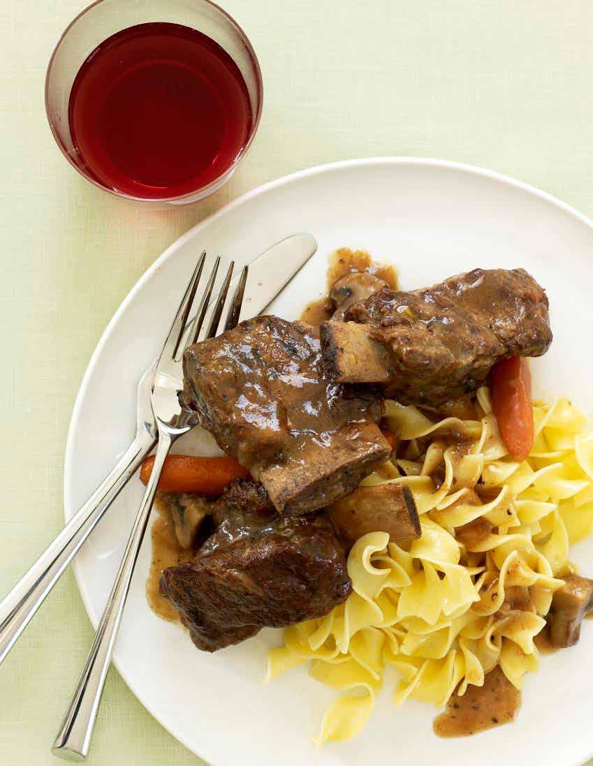 makes 8 servings Prep 10 minutes Cook 7 minutes Slow Cook on HIGH for 5 hours or LOW for 7 hours 4 pounds bone-in short ribs, trimmed 1/2 teaspoon salt 1/2 teaspoon black pepper 1 tablespoon olive