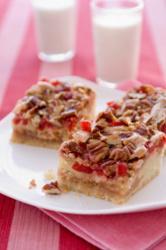 Christmas Dessert Bars Make the season even more joyful with this fun Christmas dessert. Christmas Dessert Bars are filled with fruit and almonds, so you won't feel guilty after this delicious treat.