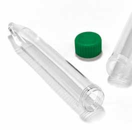 Racks and storage boxes for 15 ml centrifuge tubes can be found on page 46. 15 ml Threaded Centrifuge Tubes with Screw Caps CT15 Series Graduations are molded-in at 0.1 ml intervals from 0-1 ml, 0.