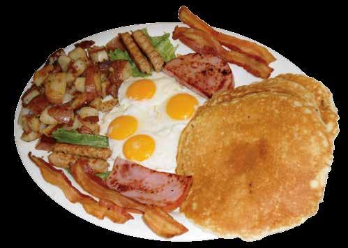 Farmer Joe s Breakfast Specials $7.59 2 eggs with choice of 2 sausage links, 2 bacon or ham slice with one of the specials below: 1. Dish of fruit and toast 2.