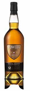 Powers Gold Label Powers Gold Label is a complex spice and honeyed experience. Every drop is triple distilled, with more cut from the top and tail of the second and third pot still charges.