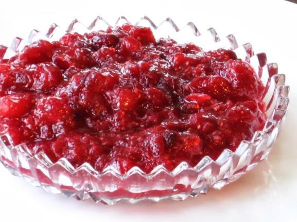 Cranberry Sauce Portions: 16 Serving size: 1/2 cup Serving size: 2 tablespoons 1 cup granulated sugar 12 ounces fresh whole cranberries 1.