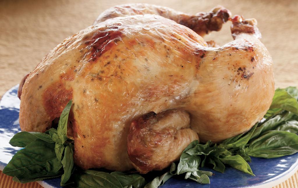 HERBED ROASTED CHICKEN MAKES 6 SERVINGS 3 tbsp butter or margarine, softened 1 clove garlic, minced 3 tbsp grated Parmesan Cheese 1/2 tsp ground sage 3/4 tsp dried thyme leaves, crushed 3/4 tsp dried