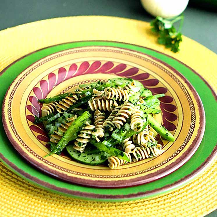 Side Dishes A Harvest of Recipes with USDA Foods Garden Pasta Salad Pasta salad is a cool and delightful addition to lunch or dinner. It goes with soup or a sandwich.