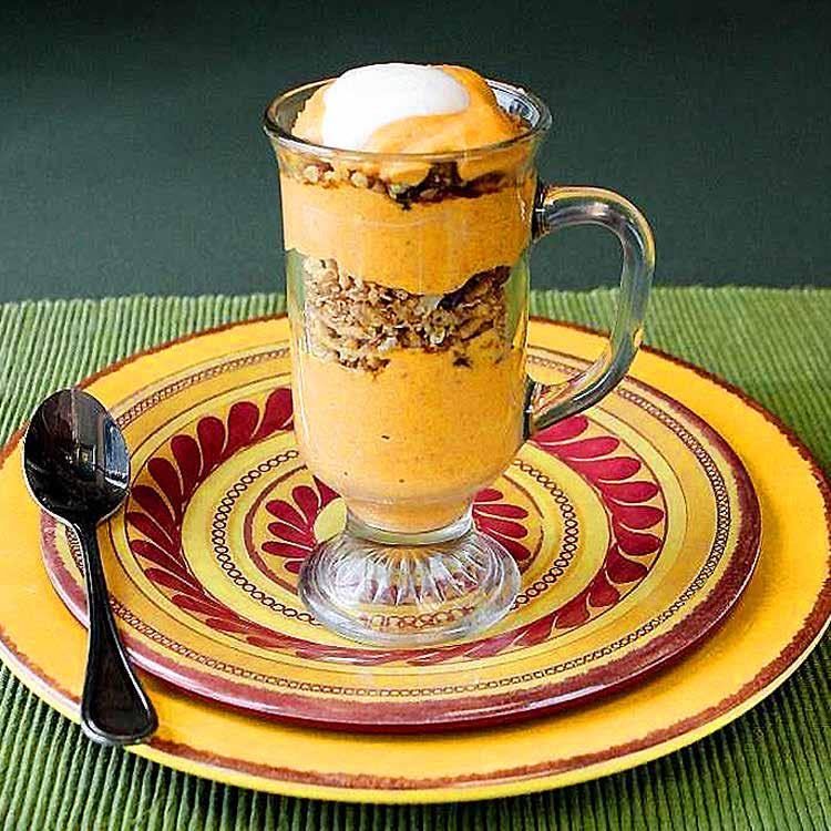 Breakfast A Harvest of Recipes with USDA Foods Pumpkin Parfait The rich flavor of pumpkin with granola is a delicious combination. Try this recipe for breakfast or an after-meal treat.