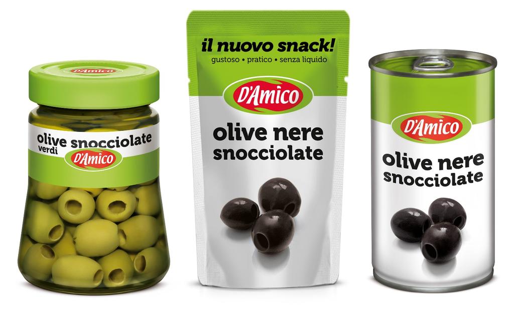 OLIVES Traditional Olives Line The D Amico olives, green and black, in oil or in brine, giant, stuffed or pitted are a traditional ingredient of