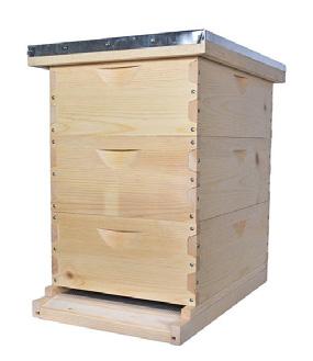 Significantly lighter than the Langstroth, heavier than the horizontal top bar hive. The heaviest and most awkward to lift and maintain, between approximately 30 and 80lbs, depending on the box size.