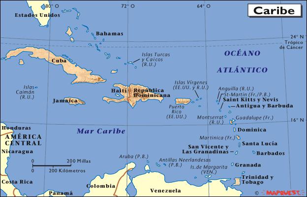 Mapa del Caribe Can you find Cuba, the