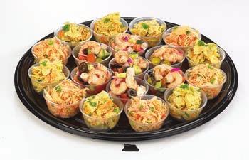 SEAFOOD SALAD VERRINES A selection of seafood salads: Greek-style shrimp, sriracha pollock with crab meat and