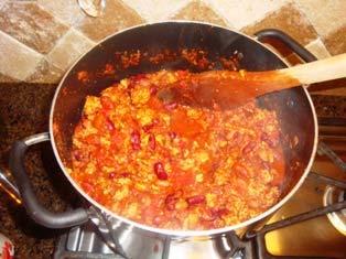 Step 9 - Add the chopped tomatoes, beans and lemon or lime juice and heat for 5 minutes Put the drained, cooked beans and the drained browned meat in a large pot.