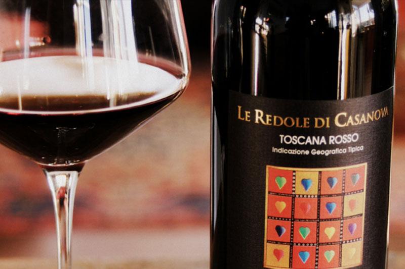 LE REDOLE DI CASANOVA TOSCANA ROSSO IGT light ruby red elegant with violet scent soft and pleasant enjoyable with pasta, salami, cheeses, all kinds of meat Le Redole di Casanova, an idea to develop a