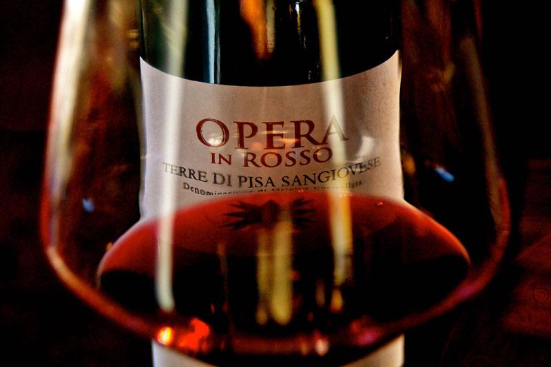 OPERA IN ROSSO TERRE DI PISA SANGIOVESE DOC intense ruby red balanced with pleasant floral notes full, round, elegant and persistent rich roasted meat and hard cheeses s of Opera in Rosso are grown