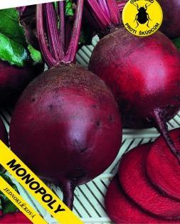 MONOPOLY Medium early hybrid, 110 days High yield, consistent and good quality Round, medium-large, smoot taproots with dark-red pulp