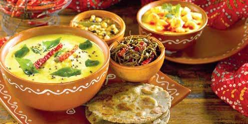 Indulge in an array of delicacies such as Dal Baati Churma, coupled with Lal Maas, Subz Pithod, Murg Shekhawati, Malpua