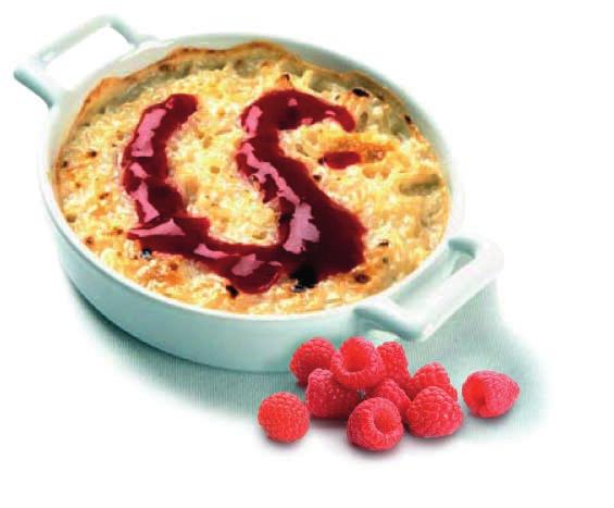 7 Raspberry rice pudding Preparation time: 10 minutes Cooking time: 1 1 2-2 hours 4 servings 50g pudding rice 1 1 2 tablespoons caster sugar* 600 ml Aptamil Growing Up milk 1 2 teaspoon vanilla