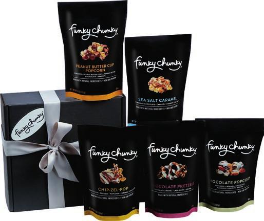 LARGE BAG GIFT BOX This gift box set contains one each of Chocolate Popcorn,