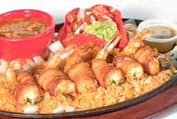 Served with rice, charro beans, Shrimp SHRIMP BROCHETTE Bacon wrapped shrimp stuffed with Monterey jack cheese, and sliced jalapeños. 15.99 GRILLED SHRIMP Shrimp cooked on the grill. 11.