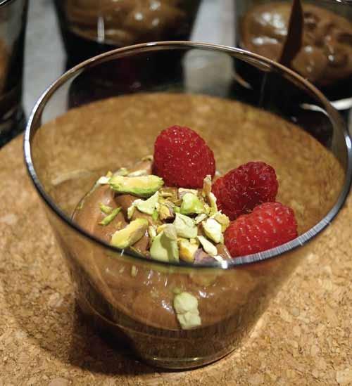 CHOCOLATE with raspberries MOUSSE................................................................................................................ ounces bittersweet chocolate egg whites ¼ cup chopped toasted hazelnuts / cup cream cup raspberries MAKES: 4 servings.
