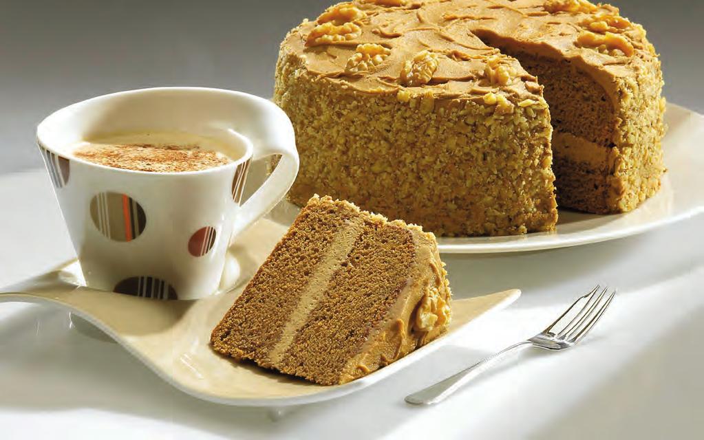 Coffee & Walnut Gateau CAKE Wright s Madeira Cake Mix 500g Instant Coffee (4 heaped teaspoons) 10g Water 200ml Vegetable Oil 60ml BUTTERCREAM Instant Coffee (2 heaped teaspoons) 5g Hot Water 20ml