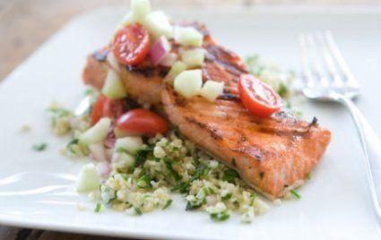 Dinner : Quinoa Tabbouleh with Salmon Day 33 Continued: http://www.epicurious.