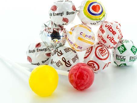The lollipops are wrapped in white or transparent foil with printed logo. Choose between six tasty flavors.