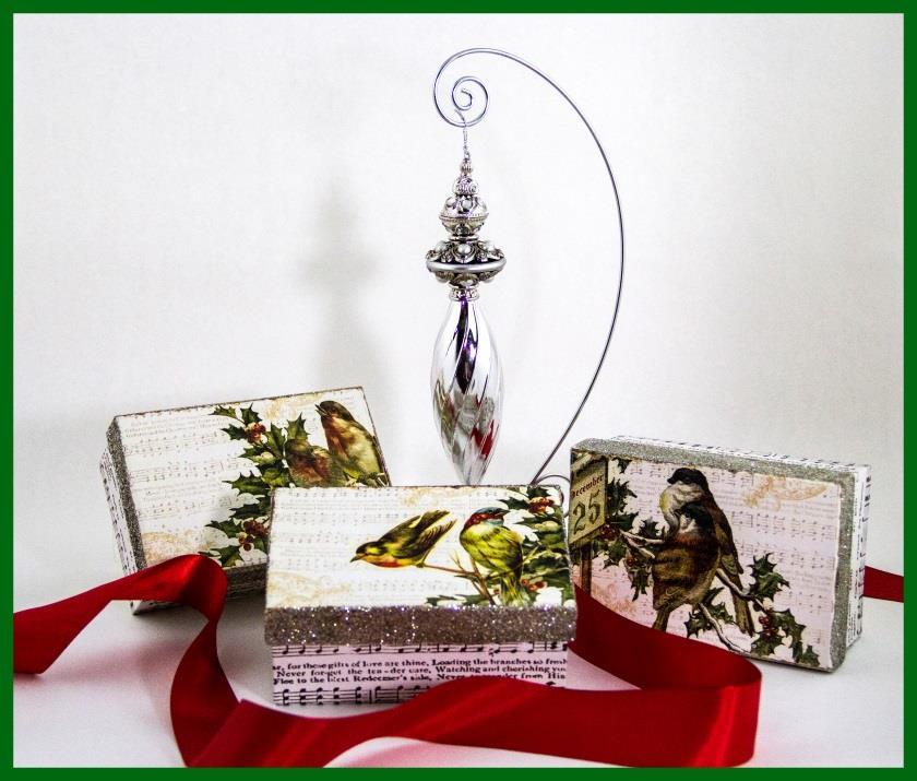 Around the Christmas Tree This gift is named for the classic Christmas hymn which is written on these three vintage, keepsake boxes adorned with silver