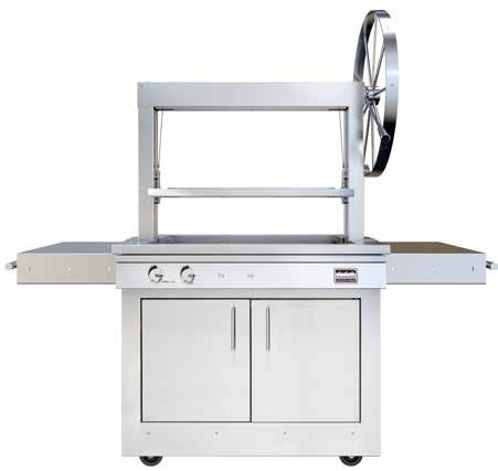 K750GT Gaucho Freestanding Grill K750GT Wood-fired grilling with grill grate and motorized rotisserie spit that raise and lower above the fire 726 square inches of grilling area Powerful gas burners