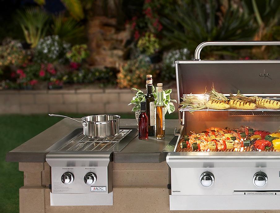 L SERIES GRILLS The L series grills feature an electronic push button ignition system and interior halogen lights (controlled by a push button located on the right side of the unit) ideal for night