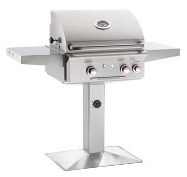 The In-Ground Grill models must be cemented into the ground. Pedestal models may be bolted to a deck or concrete slab.