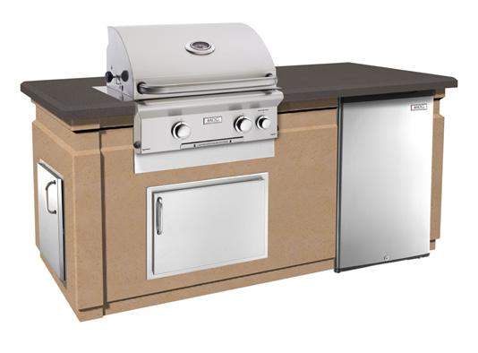 ISLAND SYSTEMS Constructed from durable Glass Fiber Reinforced Concrete (GFRC) and easily assembled on site, these Island Systems are designed specifically for AOG grills.