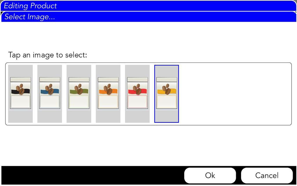 1. Select the Products tab from the "Recipes" screen. PRODUCT and RECIPE SETUP - continued Press the badge that you want to edit. This screen allows the operator to define the product.