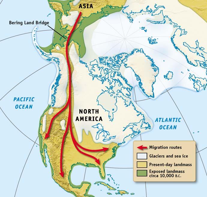 Map 19 Bering Land Bridge Map Skill: Why is the Bering land bridge important in understanding how some of the earliest people came to America?
