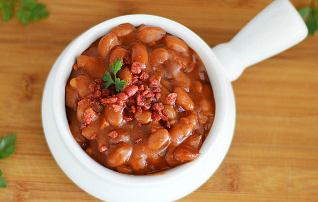 SIDE DISHES BBQ BAKED BEANS Recipe by The Veg Life Ingredients: One 15-ounce can of pinto beans (with liquid) 1 tablespoon water ½ tablespoon cornstarch ¼ cup ketchup ¼ cup brown sugar 1 tablespoon
