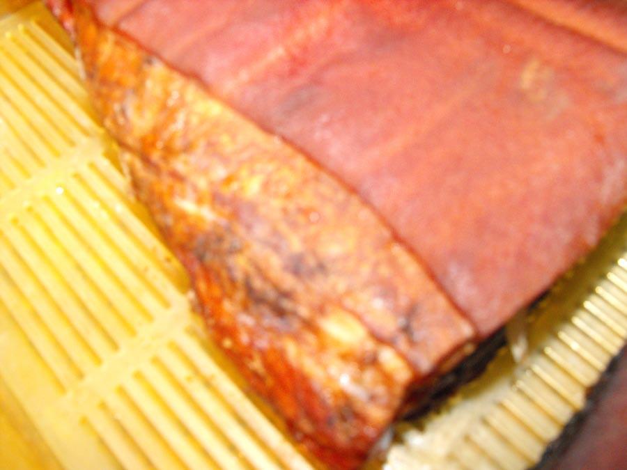 Your smoked bacon will look something like this: Now THAT looks like bacon Once your bacon has cooled, it s time to slice.