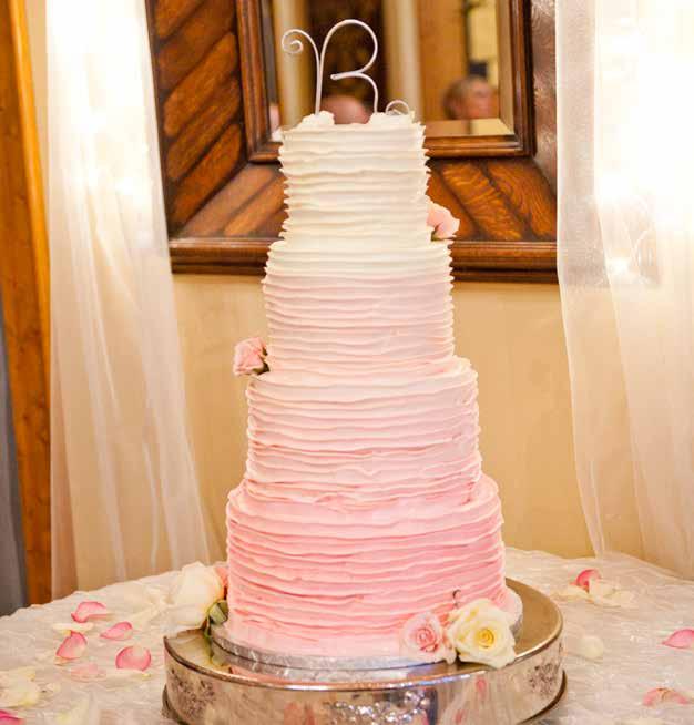 Pink Ombre Ribbed texture white buttercream that fades down to pink.