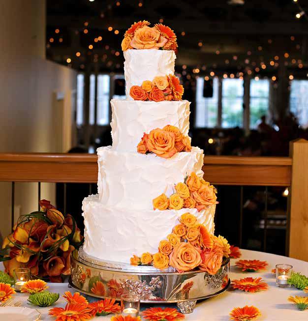 Simplici ty Textured buttercream dressed up with fresh floral accents to highlight your color palette.