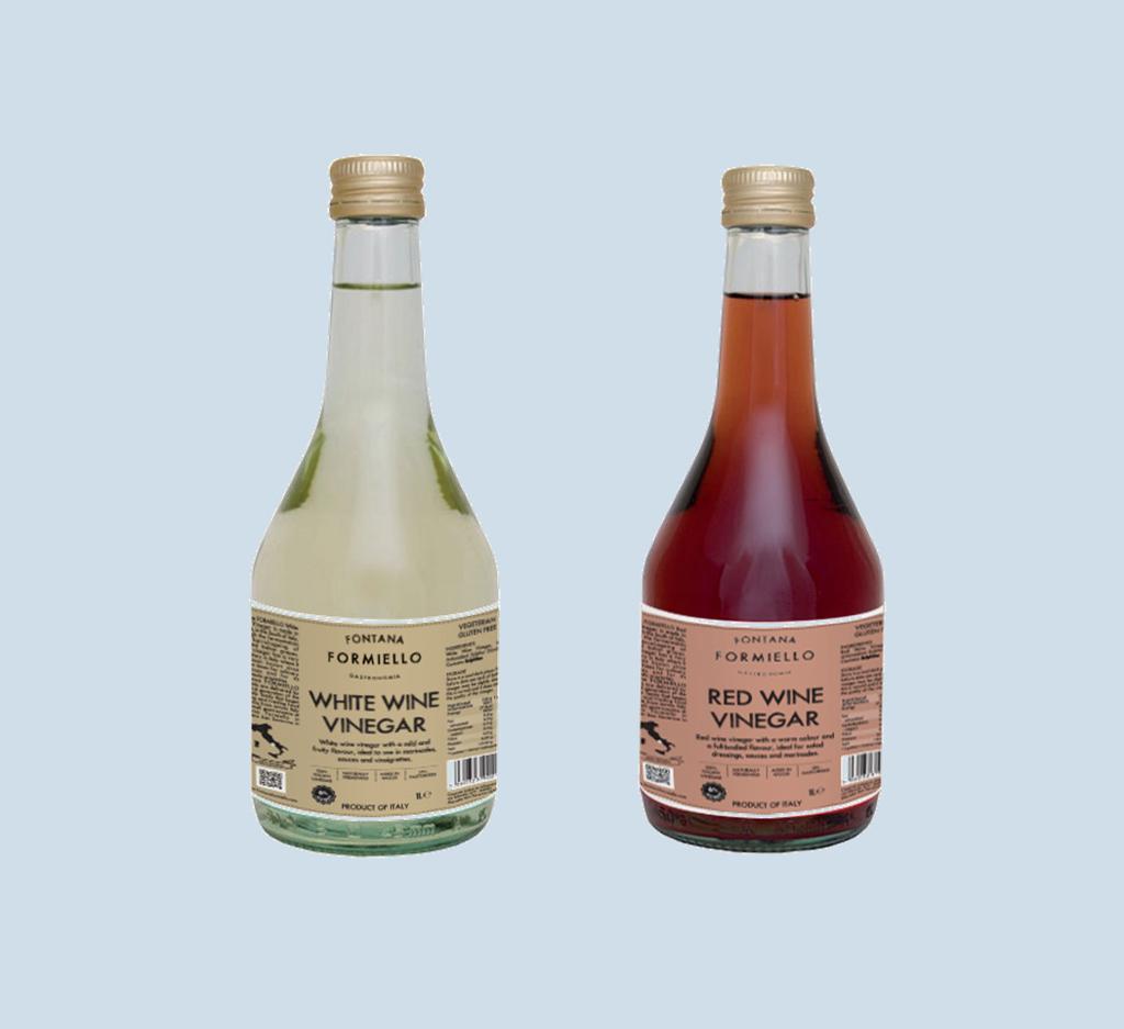 WINE VINEGAR Fontana FORMIELLO Red and White Wine Vinegars are made in Naples, in the South of Italy, through the fermentation and barrelageing of selected Italian grapes.