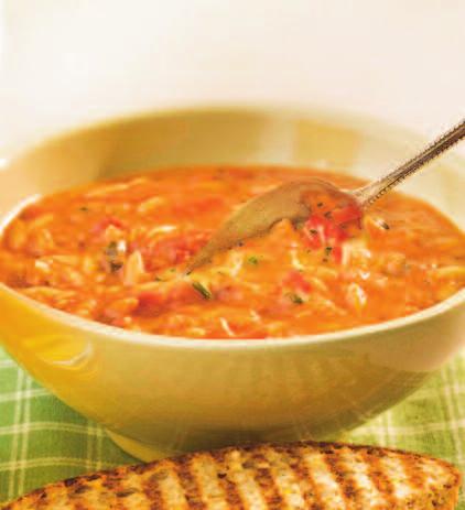 TOMATO BASIL WITH ORZO SOUP Yield: 13 Servings (1 cup per serving) TOTAL TIME: 35 minutes 1 pkg. (8 oz.) Food You Feel Good About Cleaned & Cut Mirepoix (carrot, celery, and onion mixture) 2 Tbsp.