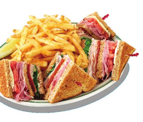 Double Decker Club All sandwiches served with a choice of natural cut fries or homemade coleslaw. Add a cup of soup for $1.50 or a dinner salad for $2.69.