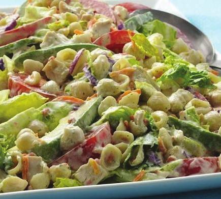 PASTA SALAD box Betty Crocker Suddenly Salad ranch & bacon pasta salad mix ½ cup mayonnaise cups cut-up cooked chicken large tomato, cut into wedges avocado, pitted, peeled and cut into wedges bag