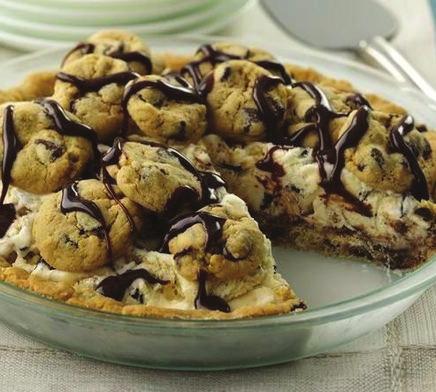 ICE CREAM CAKE pouch Betty Crocker chocolate chip cookie mix / cup butter, softened tablespoons water ½ cup hot fudge topping quart (4 cups) cookie dough ice cream, slightly softened RUNNER UP 05